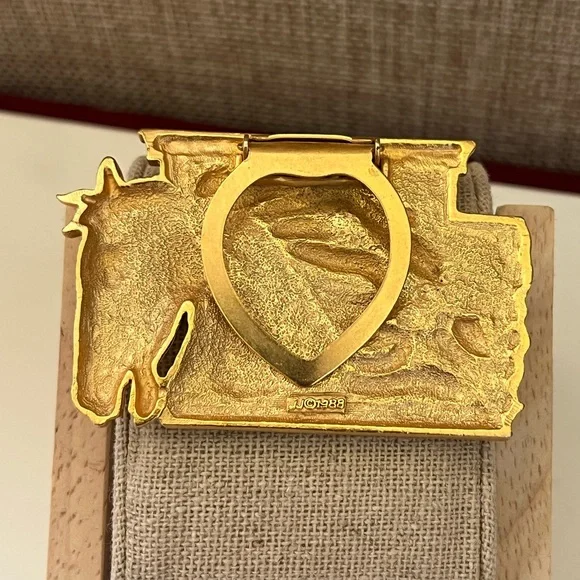 Vintage 1988 - JJ Gold Tone Horse Scarf Clip. - Picture 3 of 5